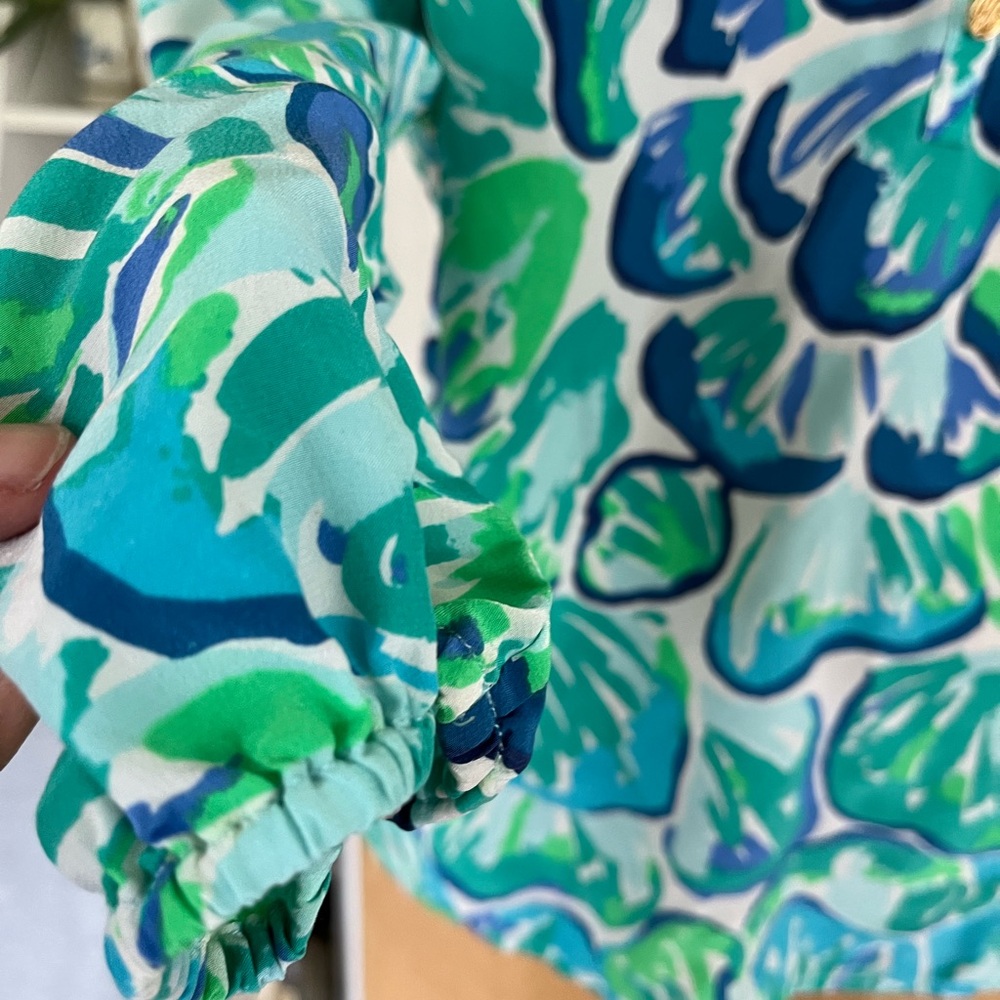 Lilly Pulitzer Blue and Green Floral Top - Picture 2 of 5